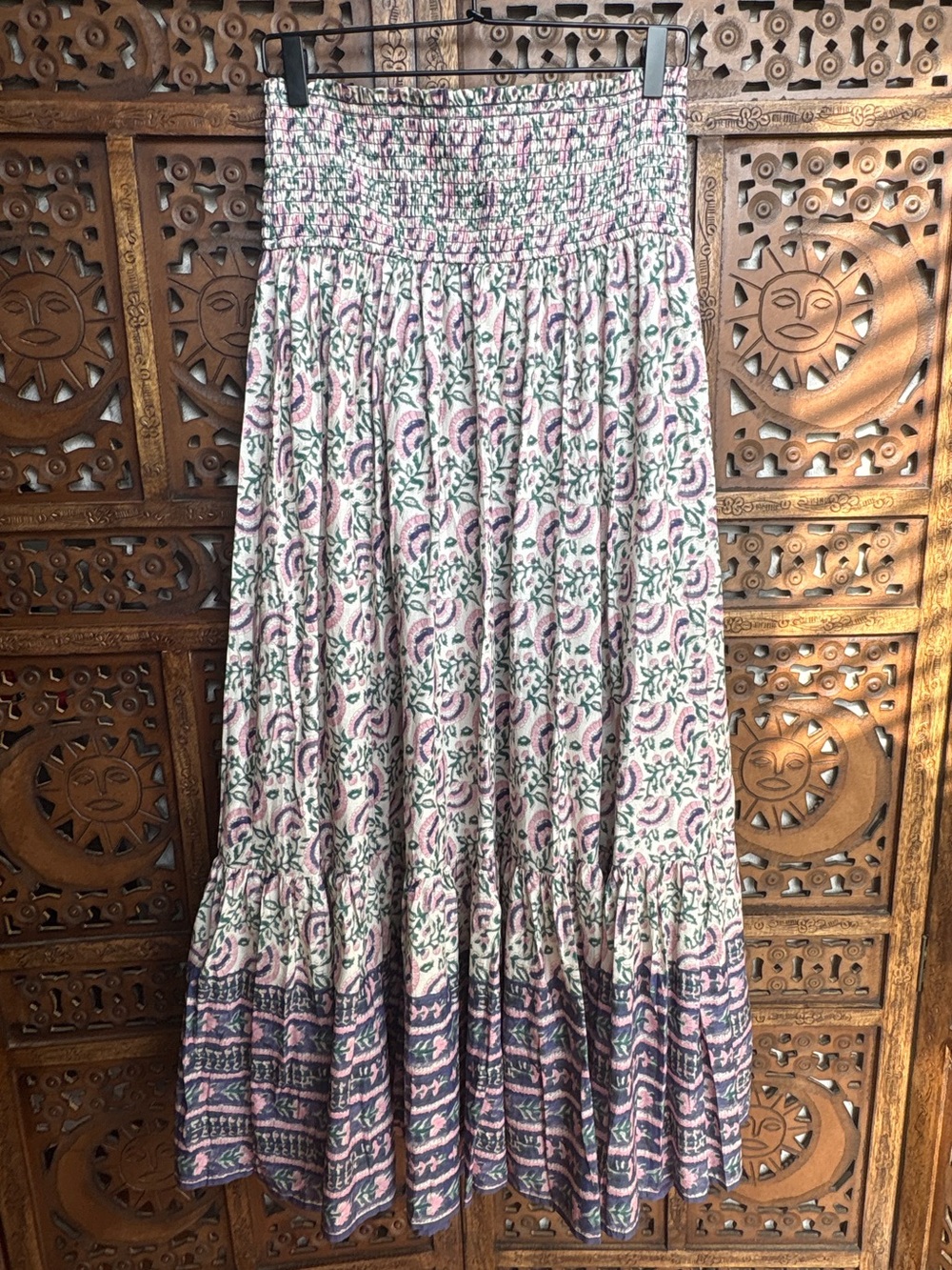 NATURAL LIFE Flora Cotton Convertible Maxi Skirt - Purple Fan Floral - M